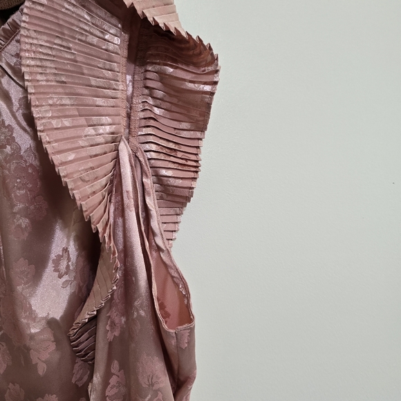 CITY‎ CHIC ophelia Tea Rose Pleated Satin Floral Elegant Blouse XXL Pink - Picture 7 of 16